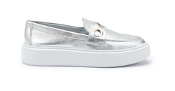 Slip-on in pelle laminata Silver